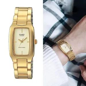[신세계라이브쇼핑]카시오 LTP-1165N-9C 레트로 스퀘어 여성 금장 메탈 손목 시계