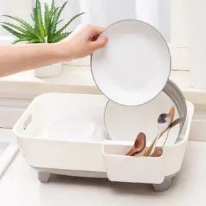 주방수납 NOD699L2 와이드 회전 그레이 물빠짐 식기건조대 프레