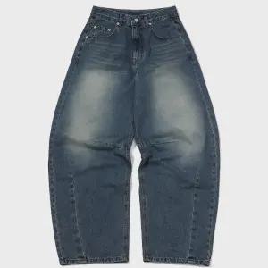 우먼 와이드 다트 데님 팬츠 인디고블루