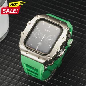 애플워치 S11 10 46/44/45mm용 고급 개조 키트, 아이워치 시리즈 9 8 7 6 SE3용 스테인리스 스틸 케이스,