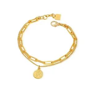 [골드모아]여자 순금 팔찌 18.75g [클립 민줄 레이어드]