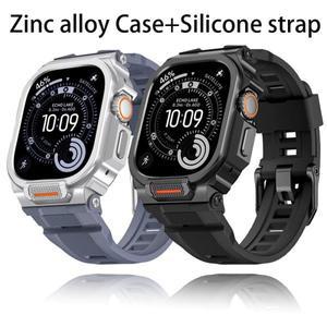 아이폰 워치 울트라 3/2/1 49mm용 아연 합금 케이스+실리콘 스트랩 편안한 투인원 및 하프 패키지 원 밴드