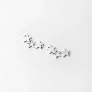싼비즈 [8-038-34]써지컬스틸 펜던트 별세개양고리 16x8.5mm ,1개