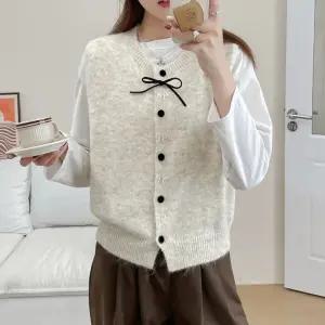 리본 포인트 니트 베스트 조끼 5173