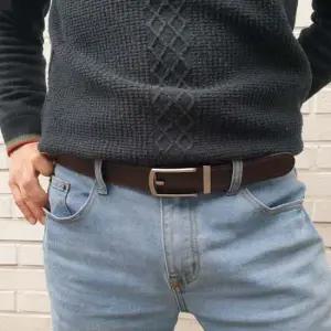 페이크 핀버클 가죽 자동벨트 브라운 남자벨트