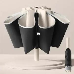 우양산 차량용 튼튼한 거꾸로 3단 자동 암막 우산 10K 반사띠 UV차단 우양산