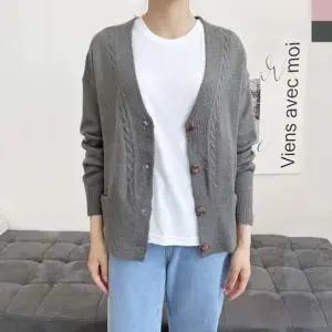 브이 포켓니트 여성 가디건 반팔가디건