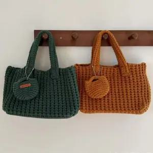 뜨개토트백 여성 뜨개 사각 미니 손목 가방 1P 와플 토트백 외출