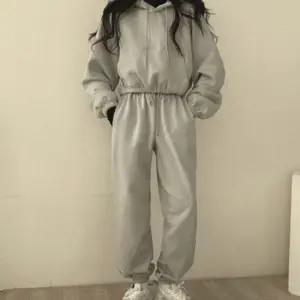 여성 크롭 후드 긴팔 조거 세트 1P 트레이닝 셋업 조거팬츠세트