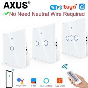 Tuya WiFi 스마트 터치 스위치 EU 두 가지 배선 방법 LED 1/2/3Gang 벽 조명 Alexa Google 홈을 통한 라이