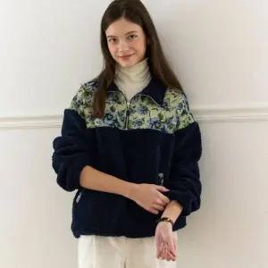 아워호프 Fiona Jacquard Fleece Half Zip-Up - Navy [H25WT-TS01-NAV]