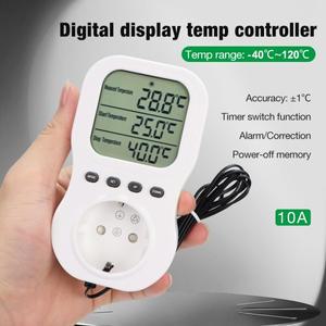 2025 디지털 디스플레이 온도 조절기 스위치 다기능 스마트 타이머 소켓 난방 냉방 NTC 센서 포함