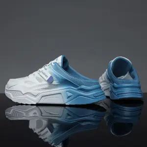 남성 블로퍼 뒤꿈치없는 운동화 남자 뮬 화이트 메쉬 슬리퍼형 운동화