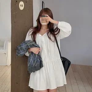 [빅사이즈]이블렛 데리퓨 스트랩 핀턱 코튼 미니 원피스 제이스타일