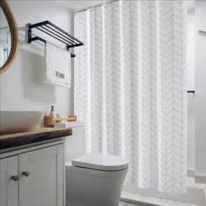 호텔 샤워 커튼 헤링본 욕실 샤워 커튼 인테리어 고급 방수