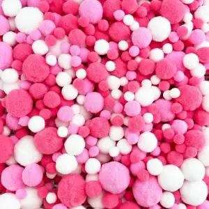 댑슈익크 1000피스 부드럽고 푹신한 폼폼 DIY 예술 및 공예품 제작 장식용 핑크 화이트 정렬 사이즈