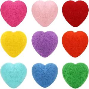 SEPGLITTER 18개 펠트 하트 폼폼 발렌타인데이 모양 울 비즈 볼 레인보우 장식 DIY 공예 생일 사진 번팅