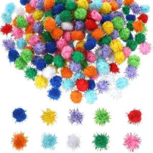 200개의 PCS 글리터 폼 볼 틴셀 스파클 고양이 퍼지 장난감 플러피 공예 폼폼 아트 공예용 멀티컬러 소프트