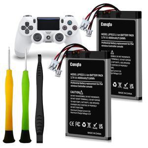 PlayStation 4 컨트롤러용 Conqto (2팩) 배터리, [4000mAh] PS4 Pro / 슬림용 대용량 배터리 교체, 듀얼쇼크 컨트롤러 CUH-ZCT2U CUH-ZCT1E CUH-ZCT1U CUH-ZCT1H 수리 도구 키트 포함