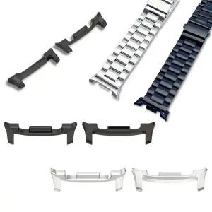 삼성 갤럭시 워치 8 40mm 44mm 클래식 메탈 스트랩 커넥터용 2개 스테인리스 스틸 시계 밴드 어댑터