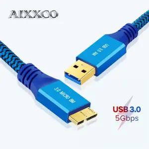 외장하드케이블 연결선 AIXXCO USB 30 마이크로 B 케이블 3A 고속 충전 5Gbps 데이터 외부 HDD 삼성 하드