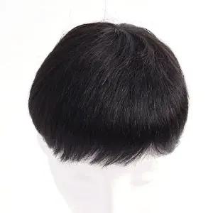 블랙 남성 중형 인모 정수리 가발 탑커버 부분가발 (KYR-WE6BB46)