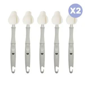 리에또 아기 신생아 롱 젖꼭지 젖병솔 그레이 5P X2