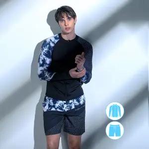 베이직엘르 남성인 언발 패턴 집업 래쉬가드 비치반바지 상하선택 BEM-T911K/BEM-T912K