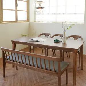 해브어싯 에쉬 브라운 6인 원목 식탁 세트_벤치형