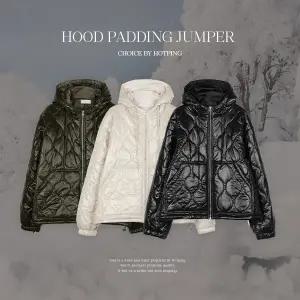 [핫핑](센텀시티점)[유광/투웨이] 뮤즈닝 오버핏 스트링 후드 퀄팅 항아리 패딩점퍼 P000CSEE