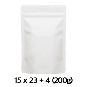 이지포장 크라프트 화이트 지퍼스탠드 200g (50매) - 커피 원두 봉투