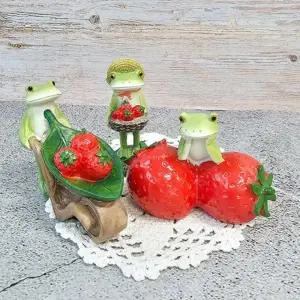 딸기 개굴 농장 3종개구리모형 장식품 선반 테이블 홈데코 공간 집들이선물 인형