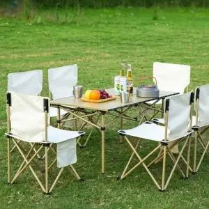 야외용 접이식 테이블과 캠핑 의자 세트 가벼운 휴대용 피크닉 가구 (WFKMVJP)