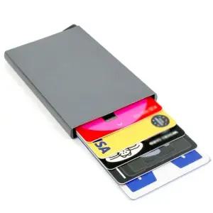 슬라이드 카드홀더 반자동 카드지갑 회색 카드 보관함 슬림형 케이스 슬라이딩지갑