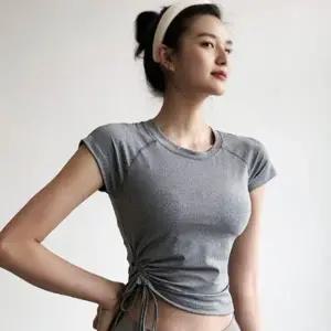 필라폴 요가 필라테스복 상의 주름 반팔티-WFI31ZZ