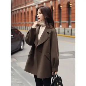 여성 울 미디 코트 겨울 하프 코트