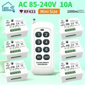 무선 원격 제어 스위치 433MHz 110V220V AC 공급 릴레이 1개 수신 모듈 학습형 리모컨용