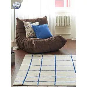 격자 러그 거실 인스타블루 인테리어 카페트 카펫 단모 블루 체크