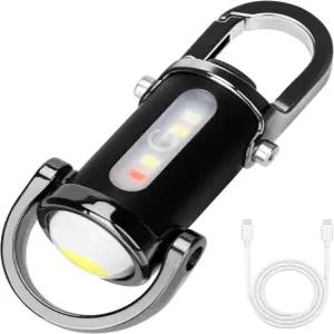 Zypilatsry 1200LM 초밝은 미니 LED 손전등 USB 충전식 소형 방수 열쇠고리 구조 캠핑-블랙