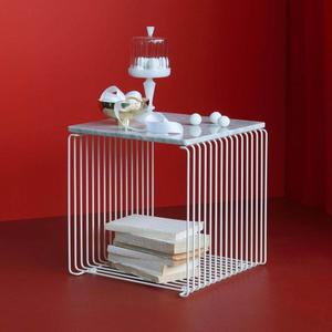 철제 미니 협탁 몬타나 35x35x35 모듈 메탈릭 싱글 실버 와이어 테이블 큐브