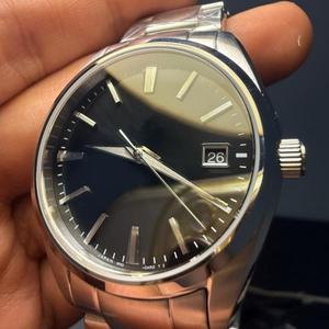 새로운 37mm 소형 SBGX263 블루 사파이어 스테인리스 스틸 밴드 에나멜 손목시계. 쿼츠 시계.