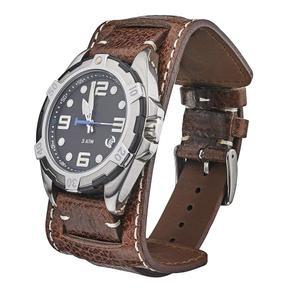 알파인 정품 빈티지 가죽 커프 시계줄 - 풀 그레인 스트랩 여성 남성 교체 일반 스마트 밴드와 호환됩니다