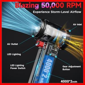 부스터 TF64 에어 블로워 강력한 휴대용 터보 팬 64MM 브러시리스 모터 1400G 추력 750W 고출력 차량 건조