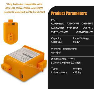 LG A9S LCD 진공 청소기 교체 배터리 5000mAh O9884GE 및 EAC63382216 모델과 호환 가능