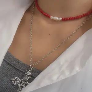 핸드메이드목걸이 핸드메이드 적색 산호석 천연석 목걸이 진주목걸이