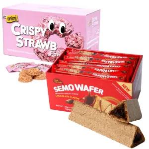 세모 와퍼 초코맛 504g + 미니 크리스피 딸기링 700g 웨이퍼 대용량 사무실간식 어린이간식