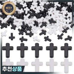 300Pcs 블랙 크로스 비즈 화이트 아크릴 십자가 작은 플라스틱 대량 미니 비드 매력 느슨한 스페이서