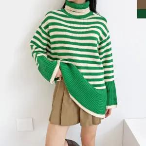 여자 오버핏 단가라폴라니트 여자 폴라티 (LIVING SENSE)