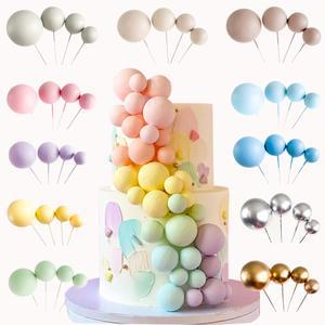 30 색상 20pcs 케이크 공 장식 핑크 블루 골드 생일 케이크 토퍼 DIY 웨딩 베이비 샤워 케이크 장식 액세서리