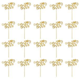 반짝이 종이 웨딩 Mr & Mrs 하트 케이크, 컵케이크 토퍼 선택 장식, 웨딩 파티 기념일 액세서리, 20 개/세트